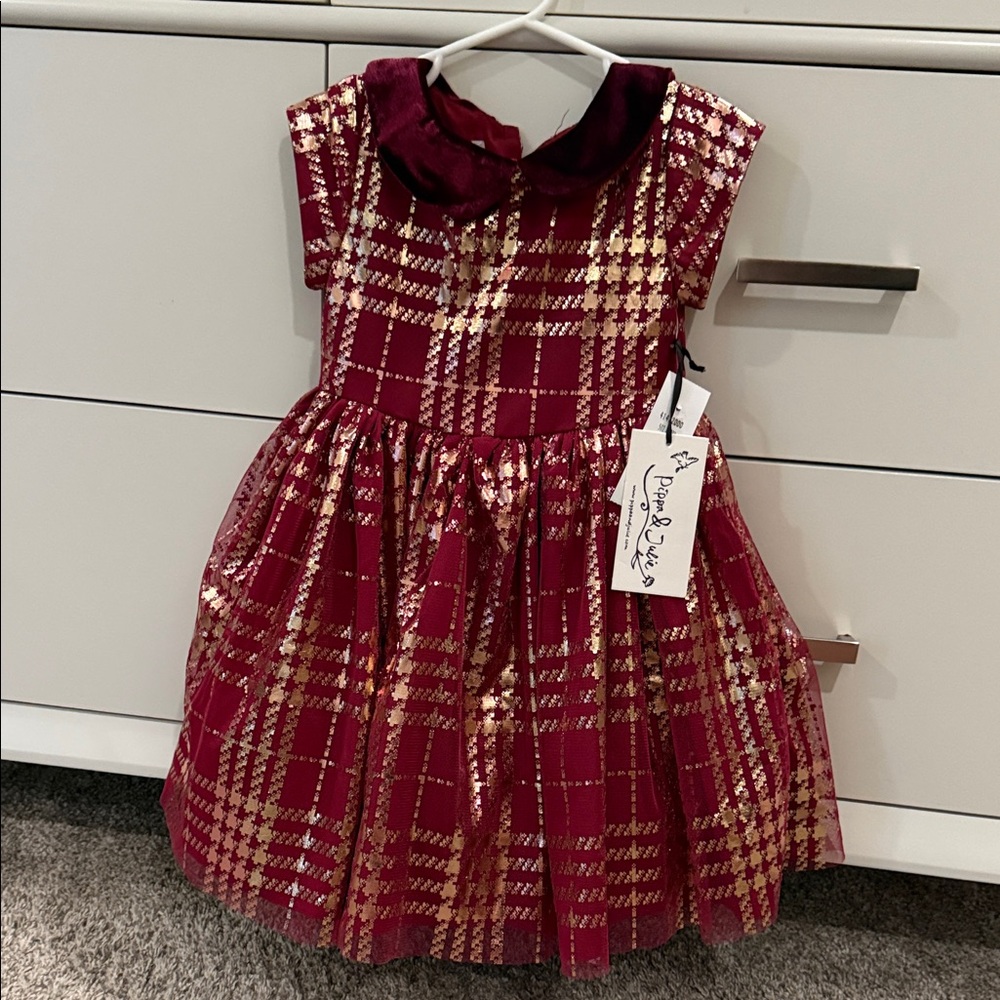 Little Girl’s & Girl's Plaid Velvet Dress